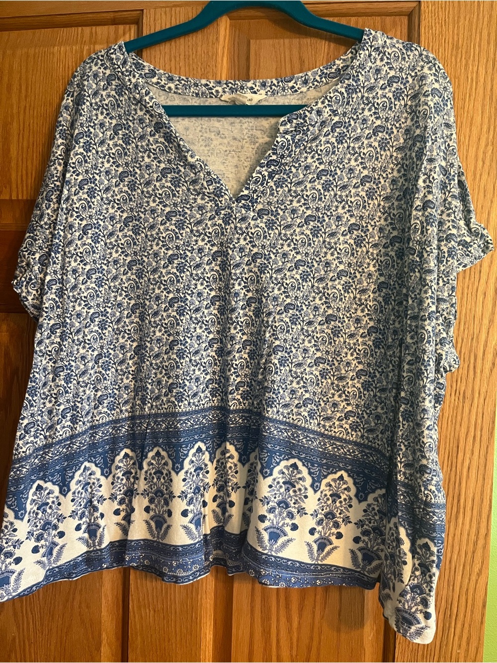 Lucky Brand Blue and White Printed Tunic Top